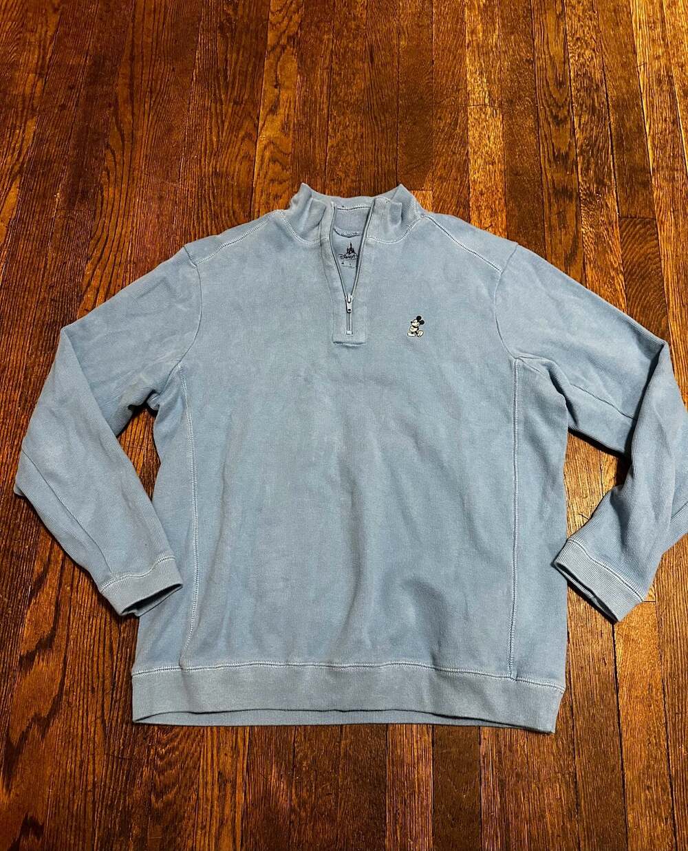 Disney Parks Mickey Mouse Embroidered Quarter-Zip Pullover Sweatshirt Size M